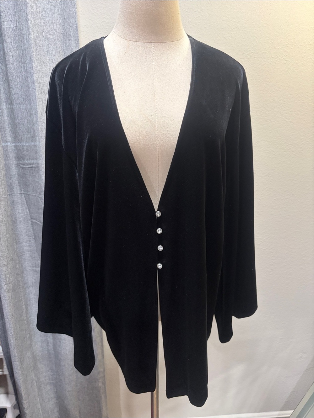 Chico's Black Velvet Button-Front Cardigan